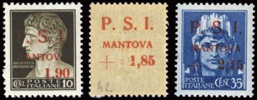 1945, Italien Lokalausgaben C.L.N. Mantova, 1-3 DG, **
