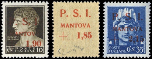 1945, Italien Lokalausgaben C.L.N. Mantova, 1-3 DG, **