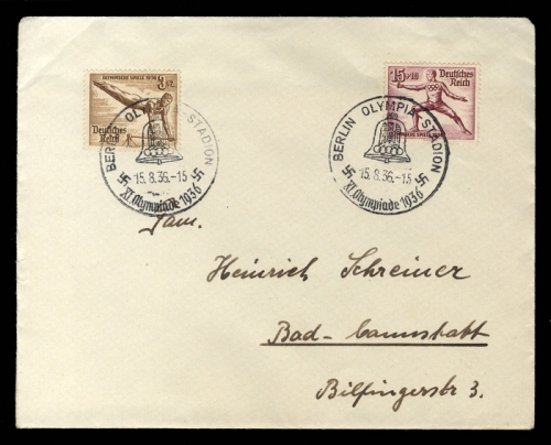 1936, Sport u. Spiel,Olympia Berlin 1936,Sonderstempel, DR 609, ...
