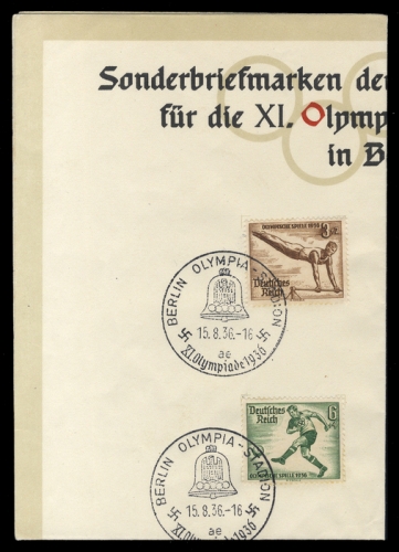 1936, Sport u. Spiel,Olympia Berlin 1936,Sonderstempel, 609-16, ...