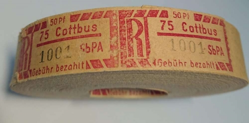 1967, DDR Einschreibemarken (SBPÄ), 1 Ax Rolle, **