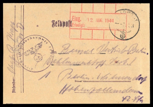 1944, Kroatien, Brief