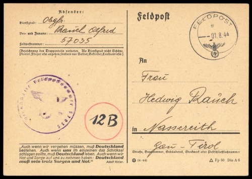 1944, Kroatien, Brief