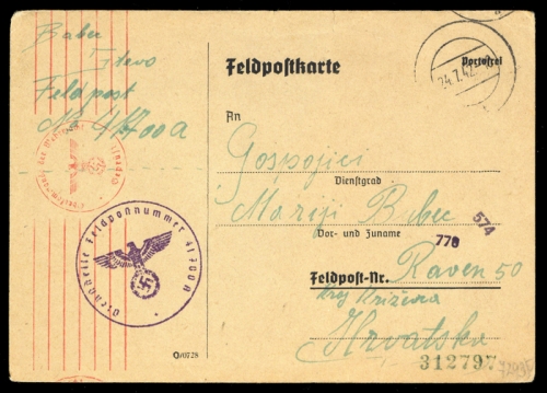 1942, Kroatien, Brief