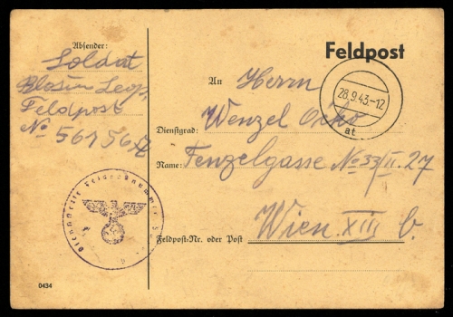 1943, Kroatien, Brief