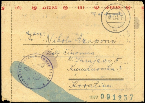 1944, Kroatien, Brief
