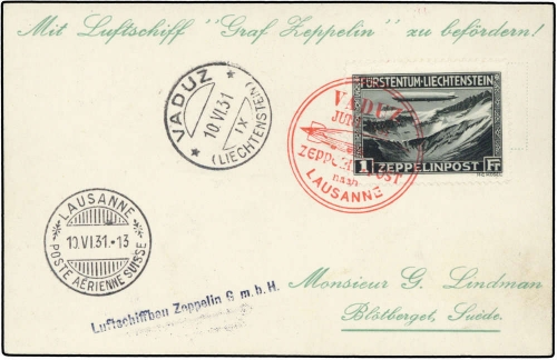 1931, Zeppelin,Zeppelinpost LZ 127,Liechtensteinfahrten, Si 110 ...