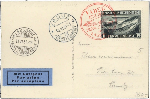 1931, Zeppelin,Zeppelinpost LZ 127,Liechtensteinfahrten, Si 110 ...