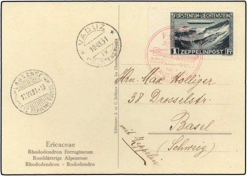 1931, Zeppelin,Zeppelinpost LZ 127,Liechtensteinfahrten, Si 110 ...