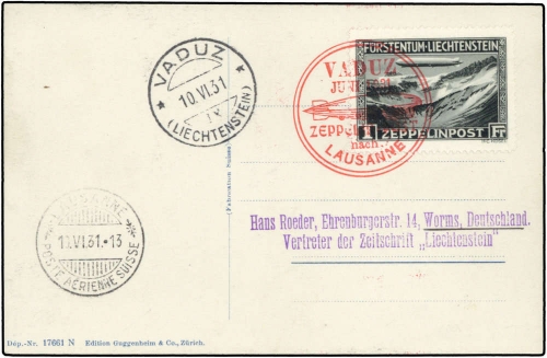 1931, Zeppelin,Zeppelinpost LZ 127,Liechtensteinfahrten, Si 110 ...