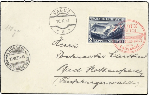1931, Zeppelin,Zeppelinpost LZ 127,Liechtensteinfahrten, Si 110 ...