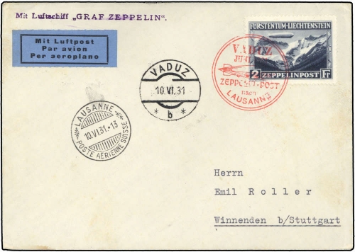 1931, Zeppelin,Zeppelinpost LZ 127,Liechtensteinfahrten, Si 110 ...