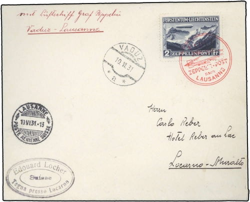 1931, Zeppelin,Zeppelinpost LZ 127,Liechtensteinfahrten, Si 110 ...