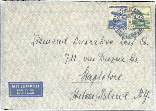 1936, Zeppelin,Zeppelinpost LZ129,Nordamerikafahrten, Si 407 A, ...