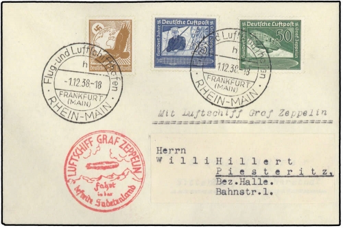 1938, Zeppelin,Zeppelinpost LZ 130,Sudetenlandfahrten, Si 456, ...