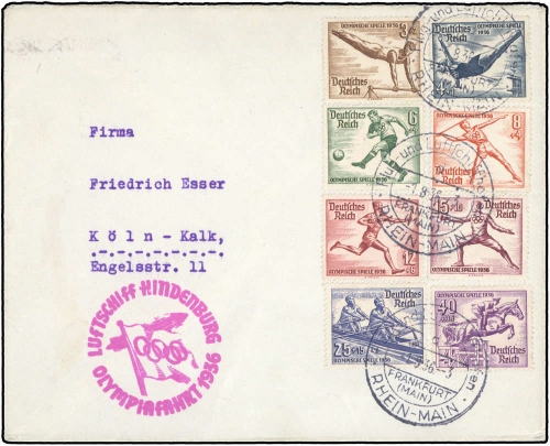 1936, Zeppelin,Zeppelinpost LZ129,Olympiafahrt, Si 427 Bb, Brief
