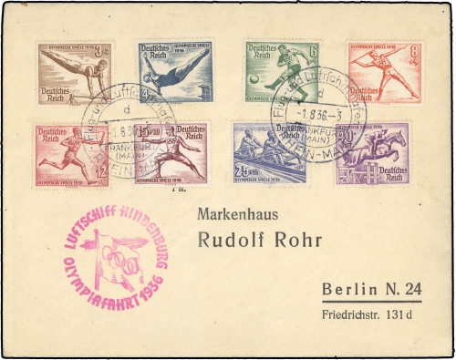 1936, Zeppelin,Zeppelinpost LZ129,Olympiafahrt, Si 427 Bb, Brief