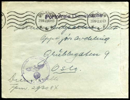 1943, Deutsche Besetzung II. WK, Feldpostmarken, Brief
