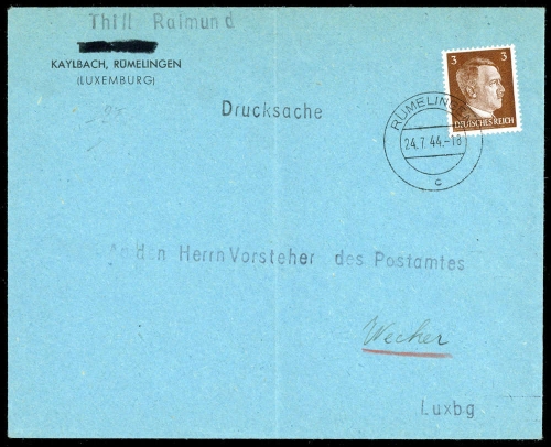 Deutsche Besetzung II. WK Luxemburg, DR 782, Brief