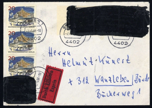 1966, Bundesrepublik Deutschland, 479 Pk (4) u.a., Brief