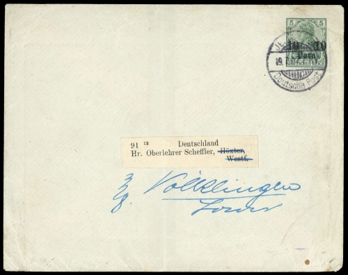 1907, Deutsche Auslandspost Türkei, U 4, Brief