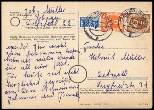 1954, Bundesrepublik Deutschland, S 1, Brief