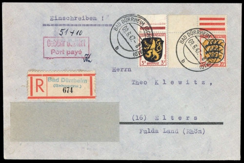 1947, Französische Zone Allgemeine Ausgabe, 2 + 8, Brief