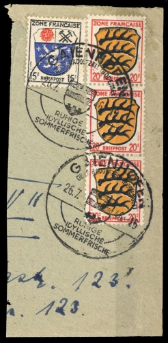 Französische Zone Allgemeine Ausgabe, 7 + 8 (3), Briefst.