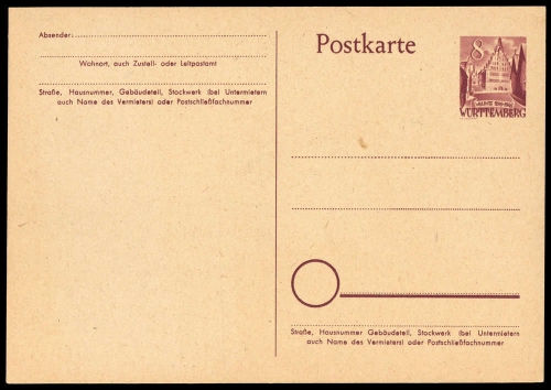1949, Französische Zone Württemberg, P 1, Brief