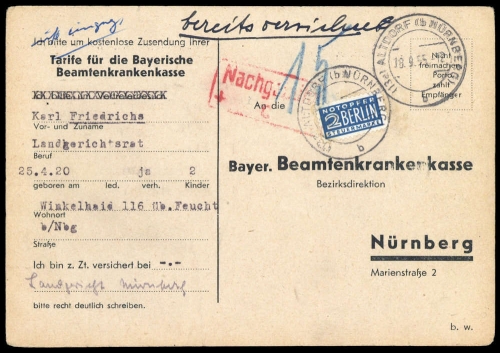 1955, Bizone Zwangszuschlagsmarken, 8, Brief