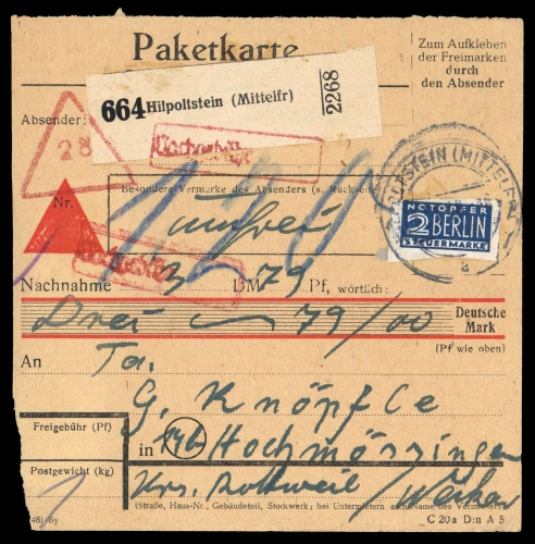 1948, Bizone Zwangszuschlagsmarken, 1, Brief