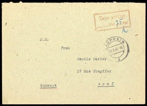 1946, Französische Zone Württemberg, Brief