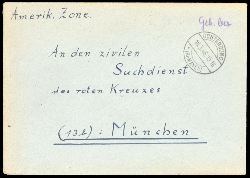 1946, Französische Zone Rheinland Pfalz, Brief