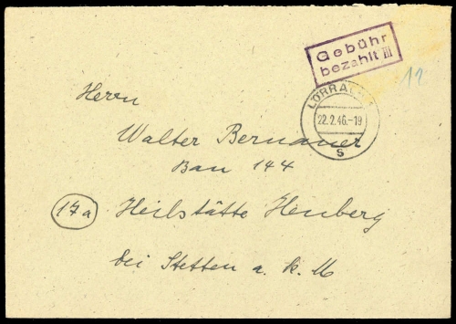 1946, Französische Zone Baden, Brief