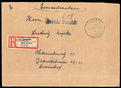 1948, Französische Zone Rheinland Pfalz, Brief
