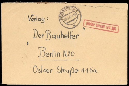 1947, Französische Zone Württemberg, Brief
