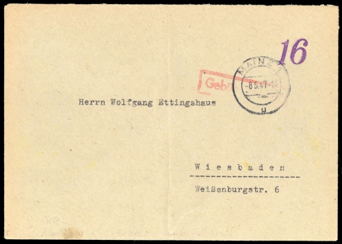 1947, Französische Zone Rheinland Pfalz, Brief