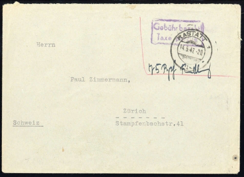 1947, Französische Zone Baden, Brief