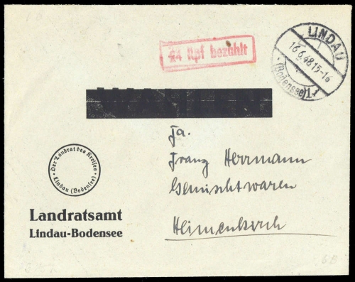 1948, Französische Zone Baden, Brief