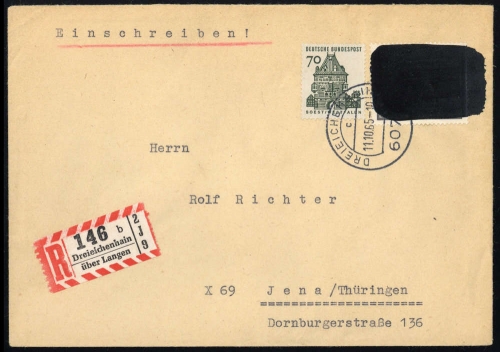 1965, Bundesrepublik Deutschland, 479 Pk u.a., Brief