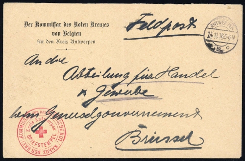 1916, Deutsche Besetzung I. WK Belgien, Brief