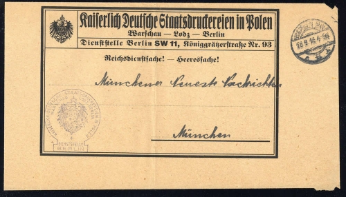 1916, Deutsche Besetzung I. WK Postgebiet Ober Ost, Brief