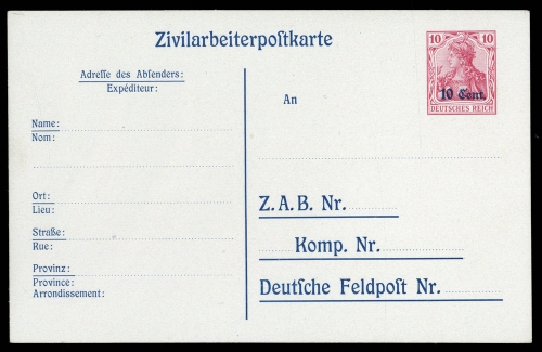 1918, Deutsche Besetzung I. WK Etappengebiet West, P 9, Brief