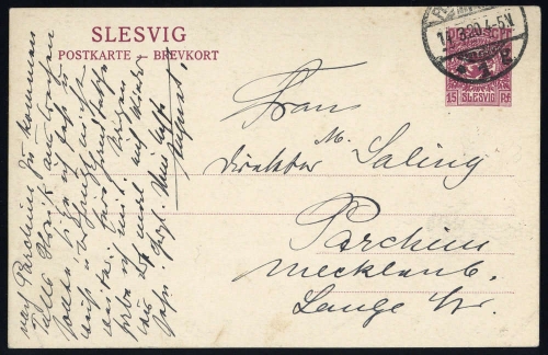 1920, Deutsches Abstimmgeb. Schleswig, P 3, Brief