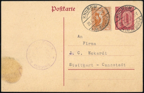 1921, Oberschlesien, 20 + DR GA, Brief