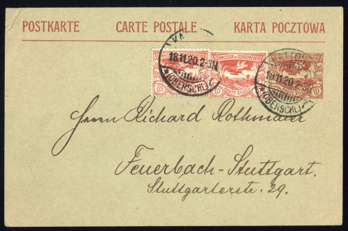 1920, Oberschlesien, P 3 u.a., Brief