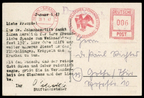 1947, Berlin Vorläufer, Brief
