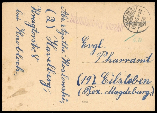 1945, Sowjetische Zone, Brief