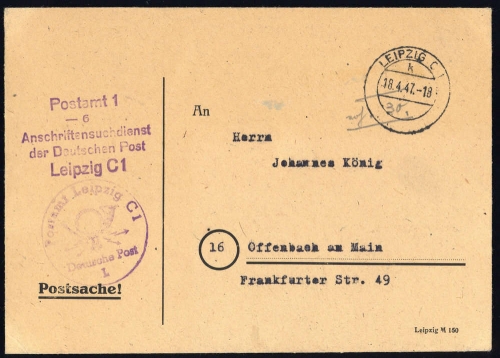 1947, SBZ allgemeine Ausgabe, Brief
