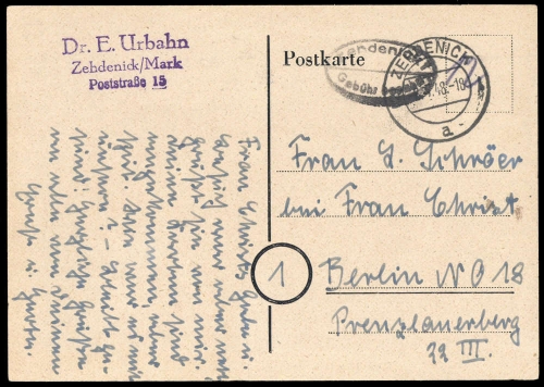 1948, Sowjetische Zone, Brief